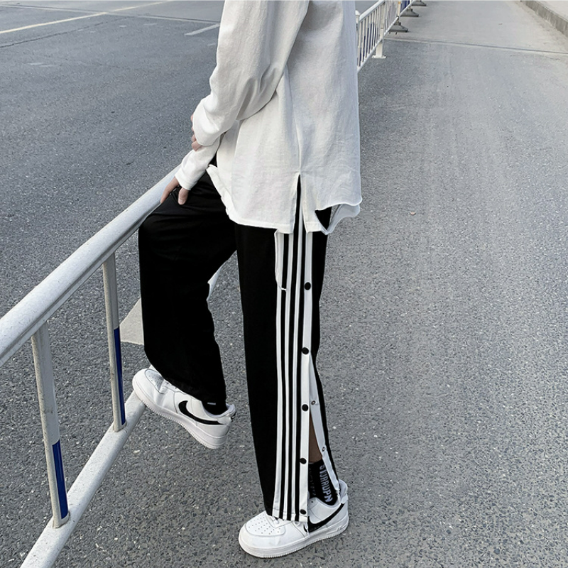 全開扣排扣褲潮流百搭高街百搭寬鬆運動褲