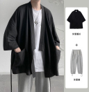 黑色襯衫+灰色長褲【兩件套】