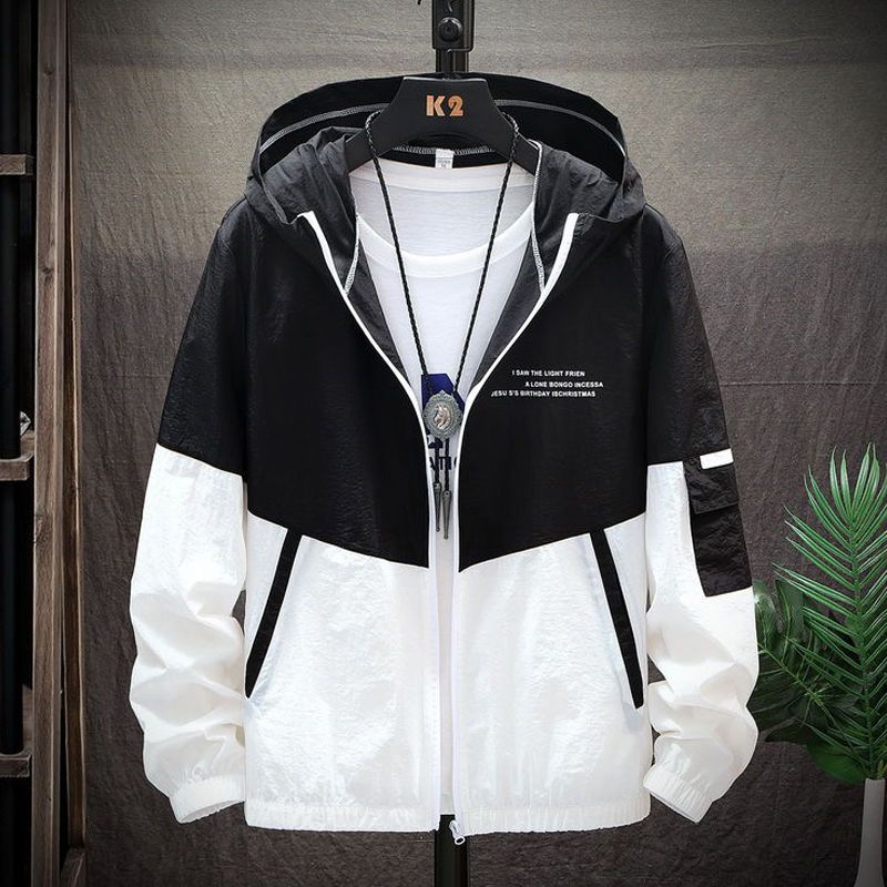 超薄透氣寬鬆防曬涼感撞色連帽開衫-vivivale