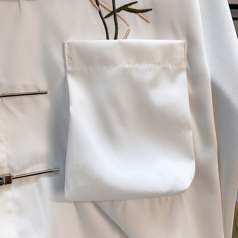 國風刺繡中式百搭休閒金屬痞帥長袖襯衫