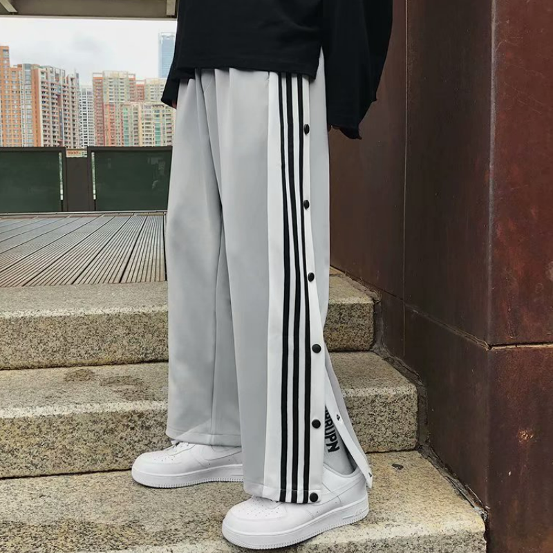 全開扣排扣褲潮流百搭高街百搭寬鬆運動褲