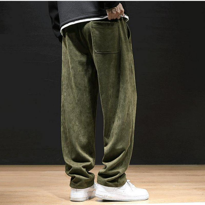 美式復古仿麂皮絨工裝寬鬆大碼ns顯瘦休閒褲