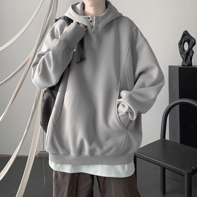 美式高街重磅百搭寬鬆oversize設計感連帽衛衣-vivivale