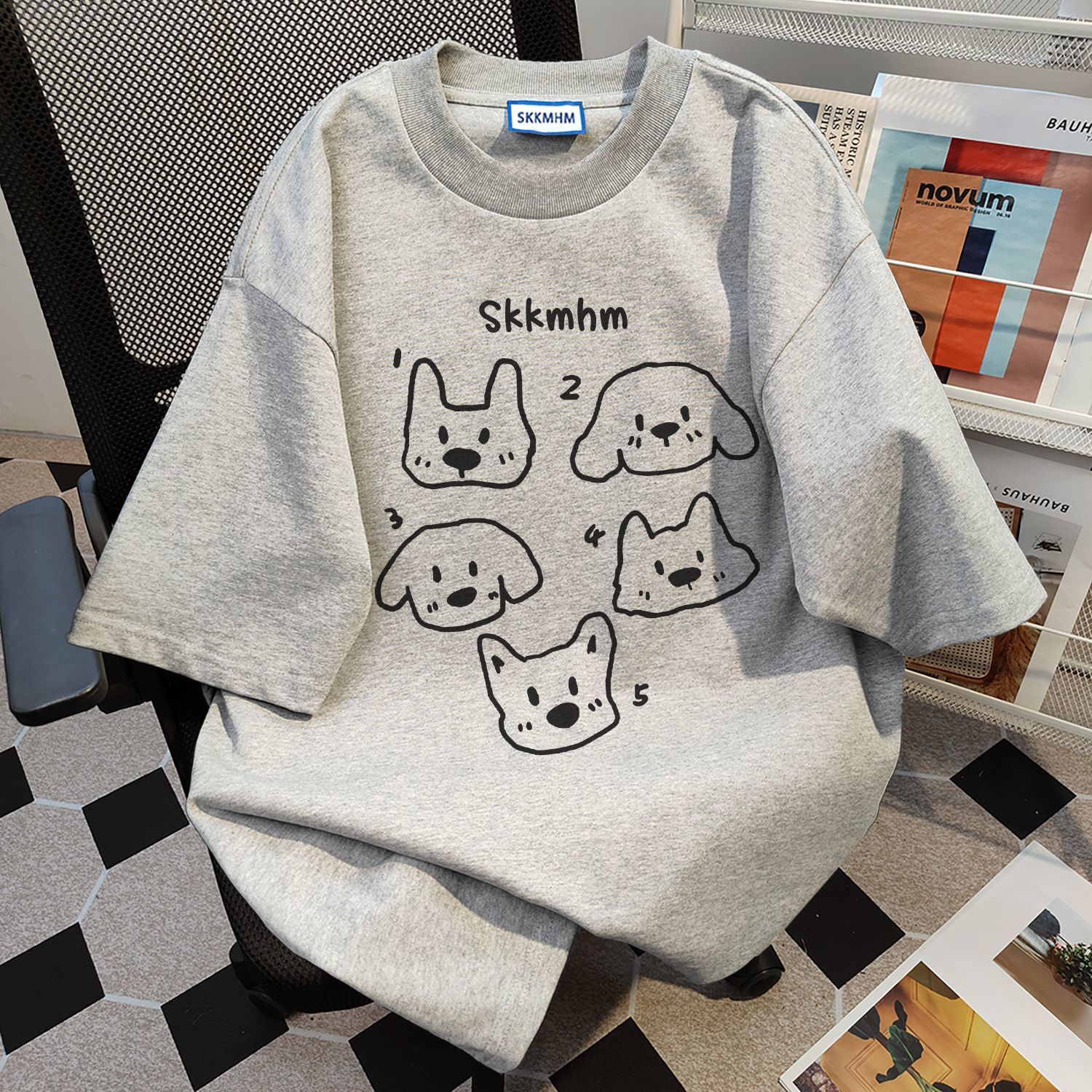 純棉休閒百搭可爱印花寬鬆小眾男女款短袖T恤-vivivale