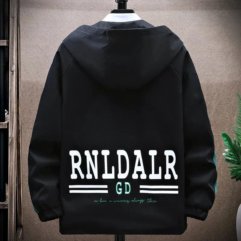 【單件/套裝】連帽撞色夾克+白色長袖T恤+休閒工裝褲三件套裝-vivivale