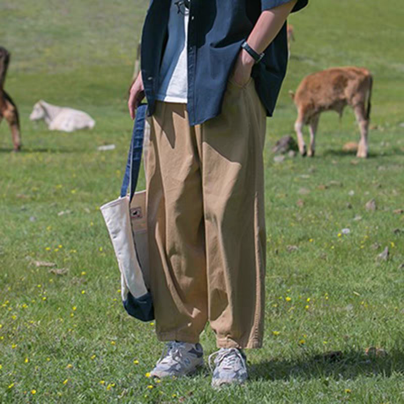 【套裝】日系慵懶風休閒寬鬆帥氣簡約襯衫+白T+褲裝三件套