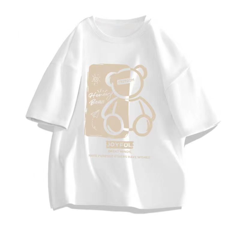 百搭休閒潮流寬鬆印花圓領短袖T恤