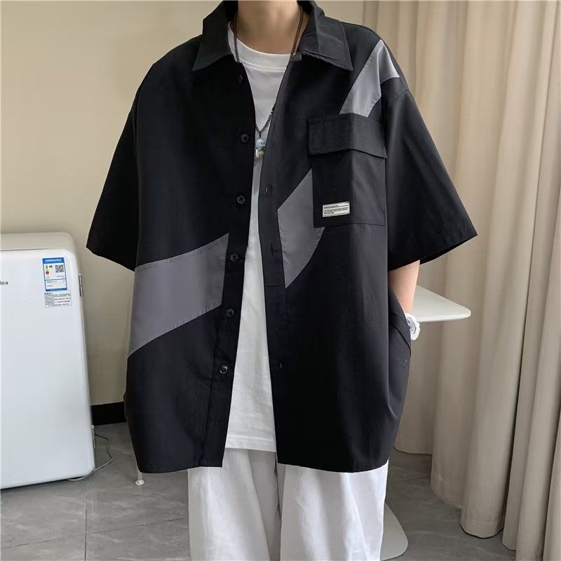 【單件/套裝】潮流帥氣短袖襯衫+百搭T恤+五分短褲三件套裝-vivivale