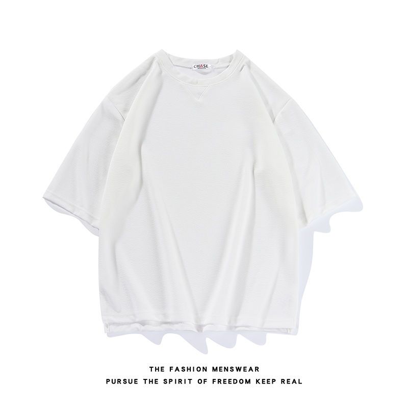 百搭休閒潮流寬鬆簡約七分袖短袖T恤-vivivale