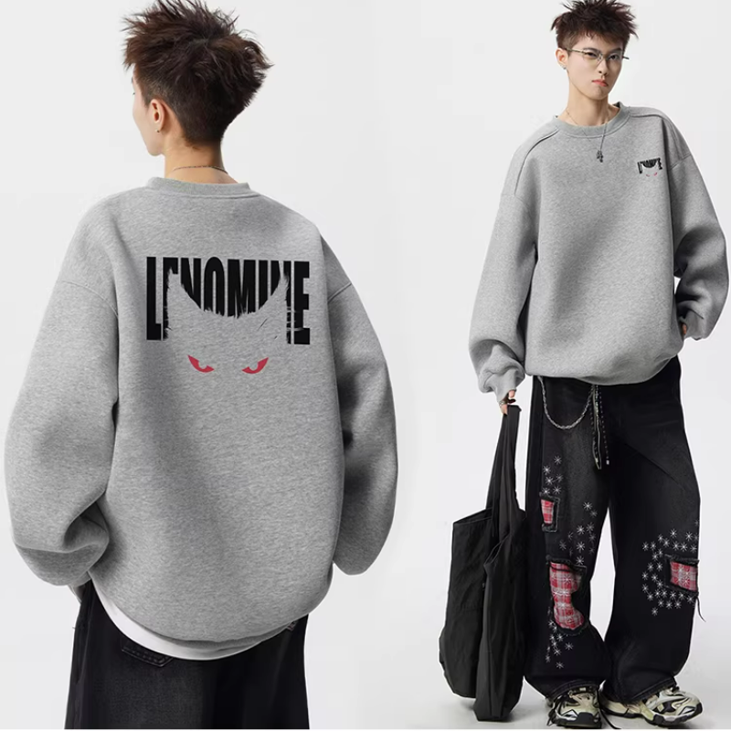 重磅美式設計感惡魔字母嘻哈港風連帽衛衣-vivivale