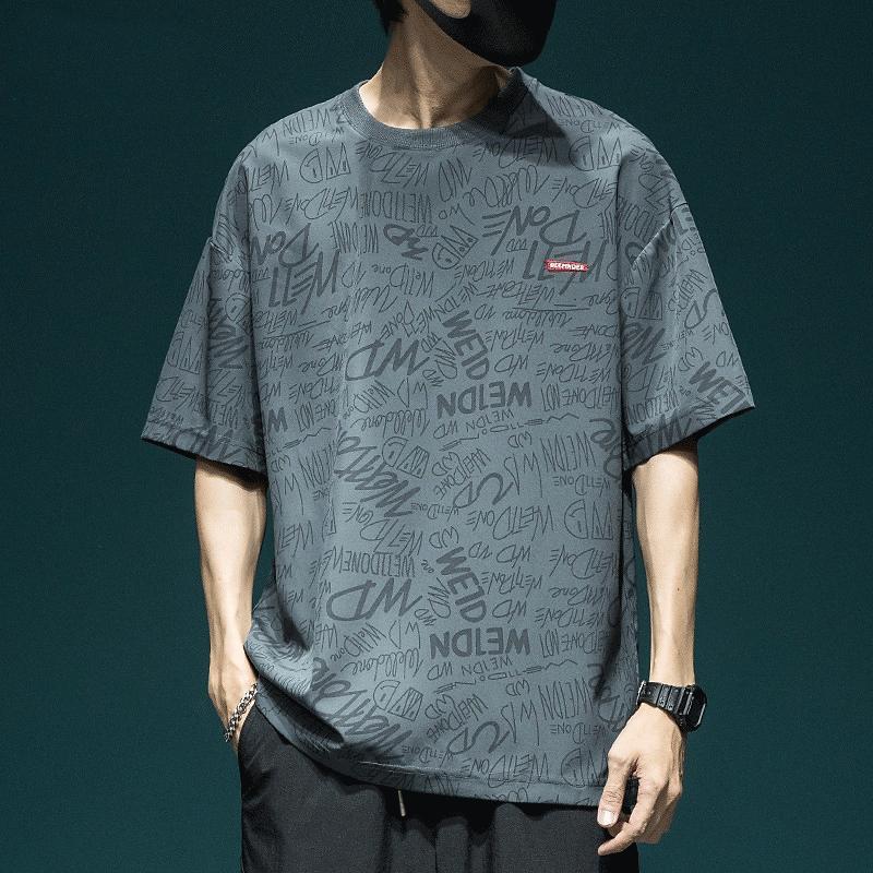 日系涼感冰絲薄款潮流寬鬆大碼短袖T恤-vivivale