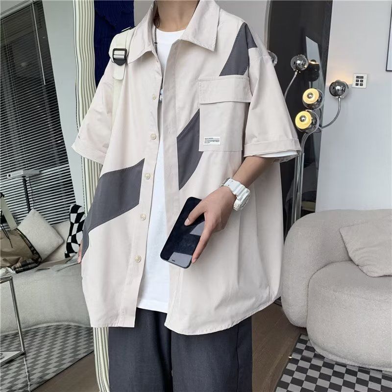 【單件/套裝】潮流帥氣短袖襯衫+百搭T恤+五分短褲三件套裝-vivivale