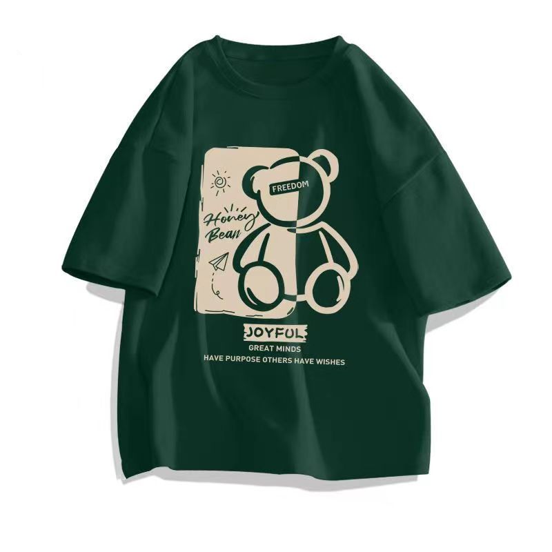 百搭休閒潮流寬鬆印花圓領短袖T恤