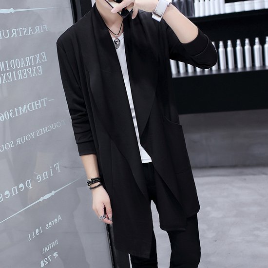 韓版中長款修身披風風衣開衫
