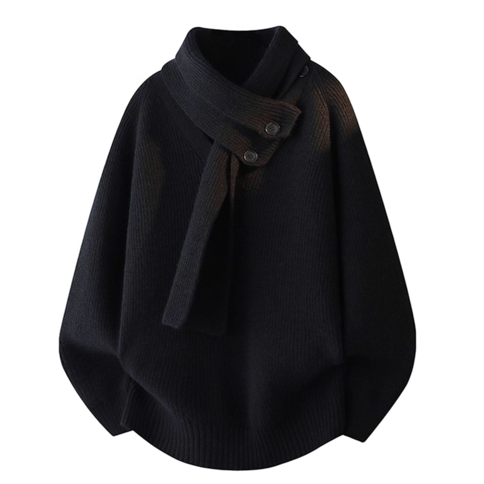 寬鬆外穿慵懶風針織衫休閒可拆圍巾毛衣