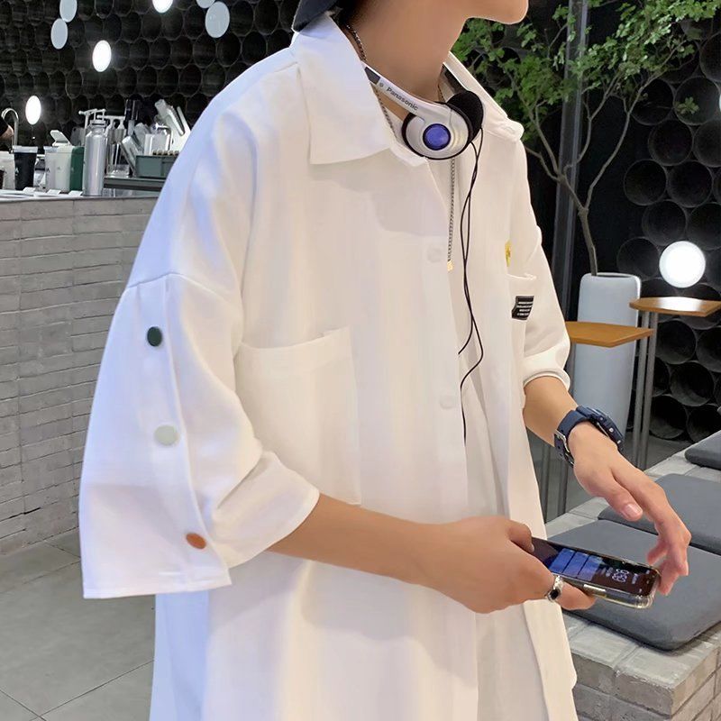 【單件/套裝】韓版潮流休閒短袖襯衫+內搭短袖T恤+休閒褲三件套裝-vivivale