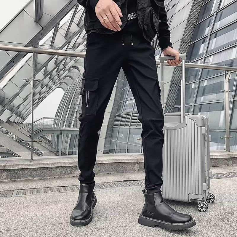 工裝痞帥韓版潮流束腳九分褲裝-vivivale