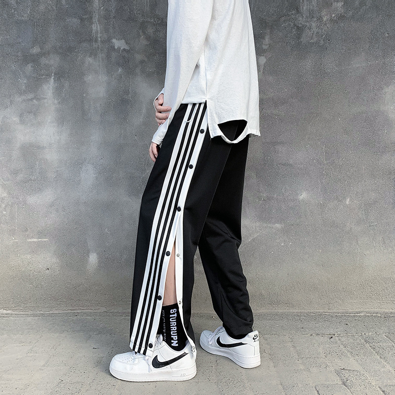 全開扣排扣褲潮流百搭高街百搭寬鬆運動褲