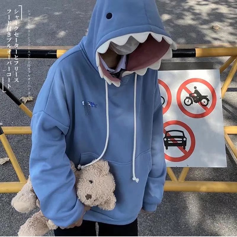 鯊魚帽搞怪設計可愛長袖衛衣