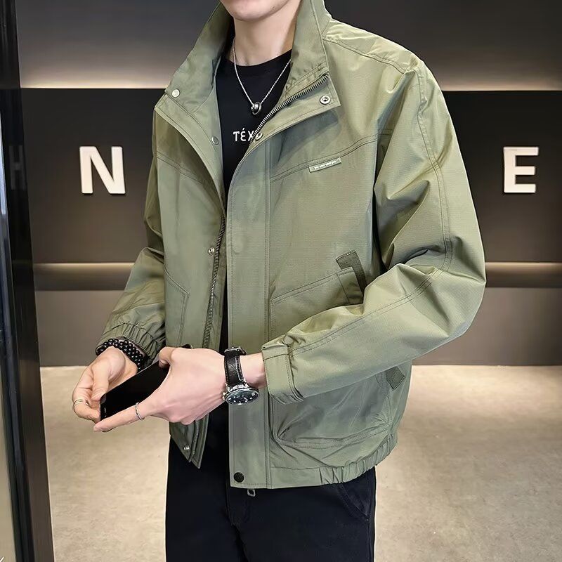 【單件/套裝】帥氣百搭防風夾克+白色長袖T恤+黑色工裝褲三件套-vivivale