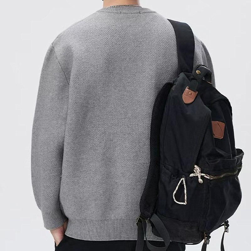 高級感寬鬆毛衣外套棒球領慵懶風針織開衫-vivivale