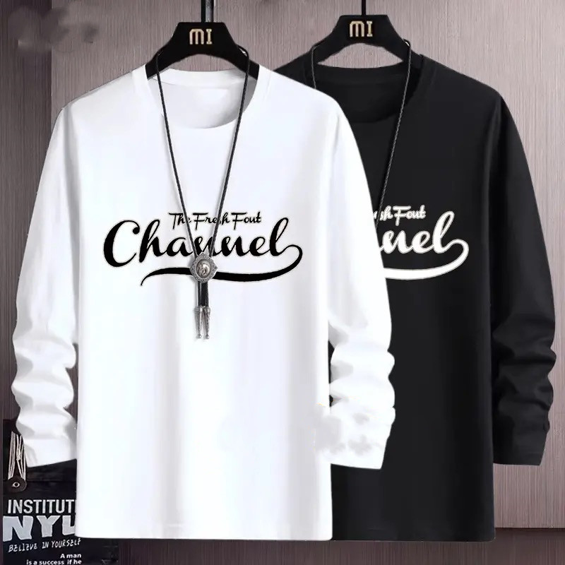 大碼韓版打底衫印花寬鬆休閑圓領長袖t恤-vivivale