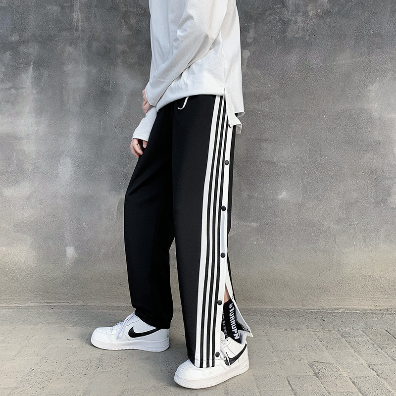 全開扣排扣褲潮流百搭高街百搭寬鬆運動褲