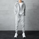 灰色拉鍊衛衣+灰色長褲【兩件套】