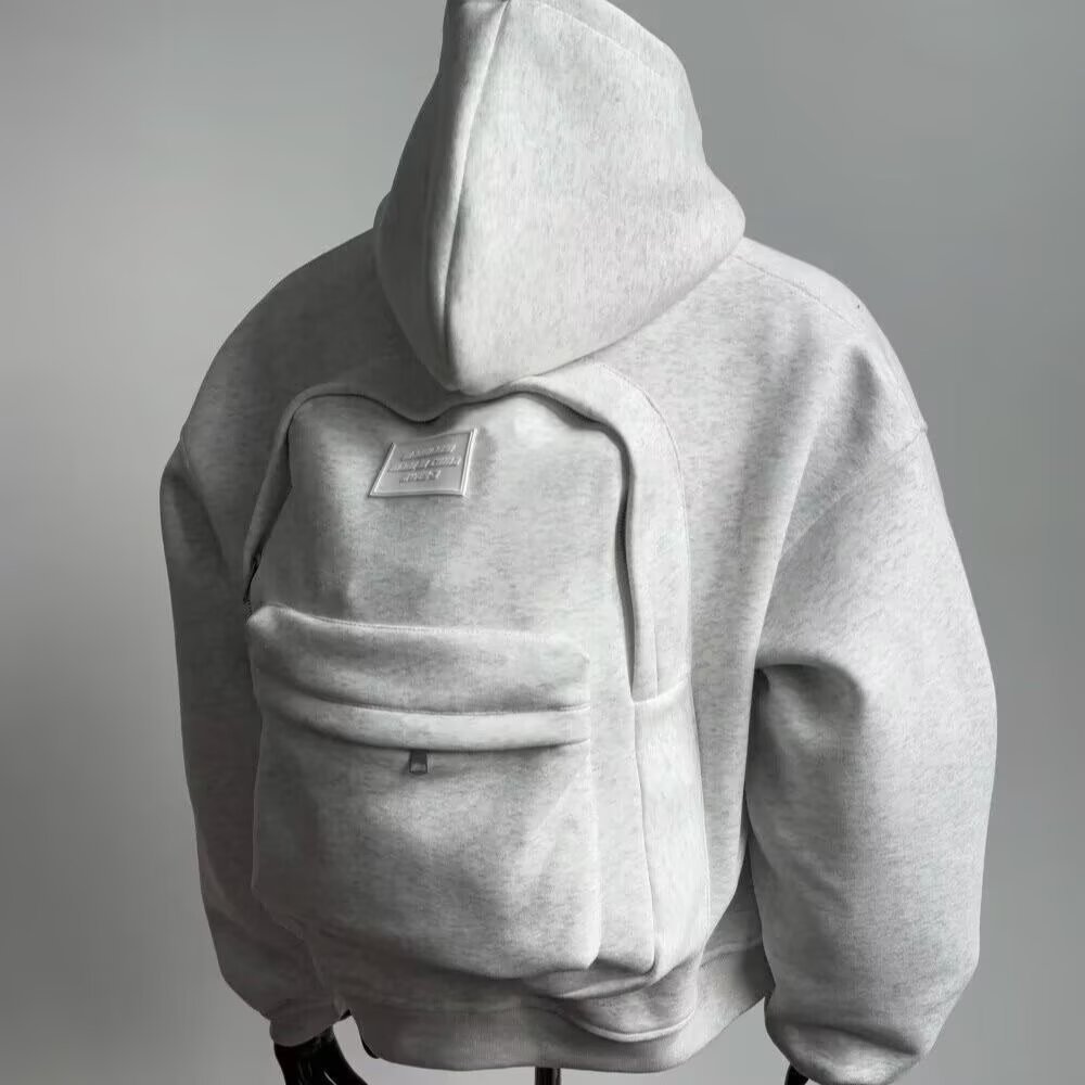 潮牌立體背包設計感休閒拉鍊百搭連帽外套