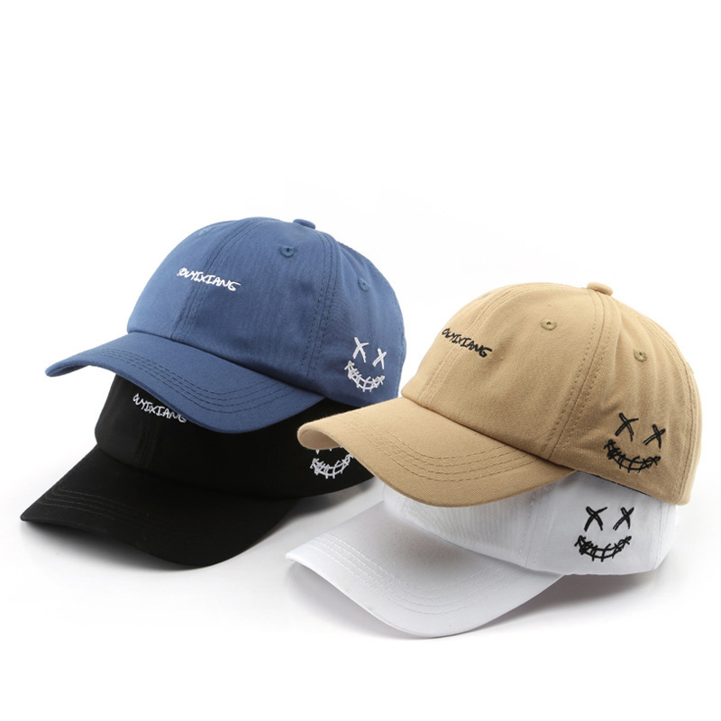 笑臉字母刺繡復古戶外運動出行防曬遮陽情侶鴨舌帽棒球帽小物帽子