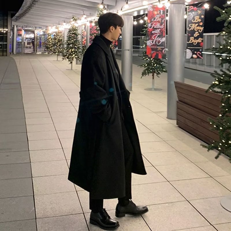 毛呢大衣中長版高級感羊絨呢子風衣外套-vivivale