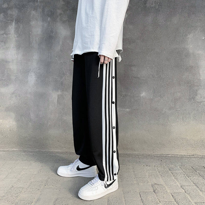 全開扣排扣褲潮流百搭高街百搭寬鬆運動褲