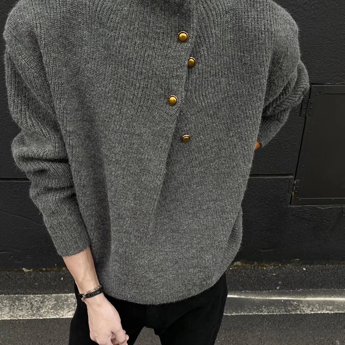 圓領潮牌帥氣打底衫氣質修身針織毛衣