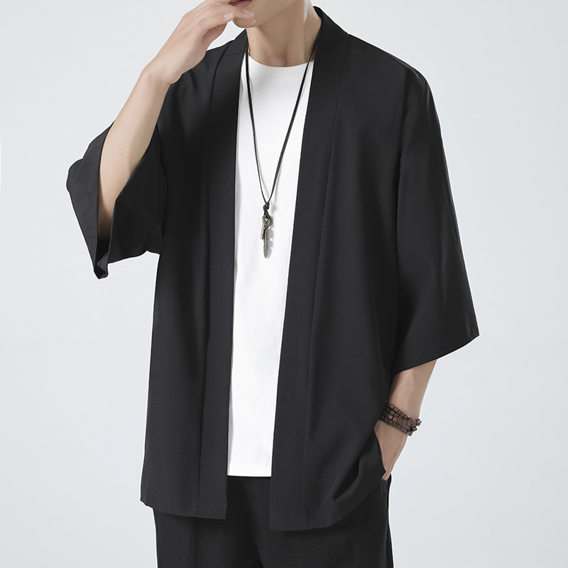 古風禪服冰絲防曬寬鬆七分袖開衫