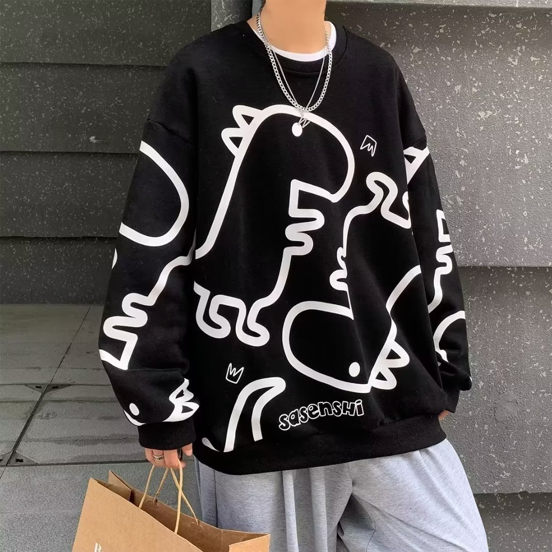 潮牌ins潮流卡通印花長袖衛衣