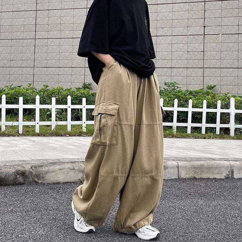 街頭工裝日系高街直筒潮流復古闊腿褲裝