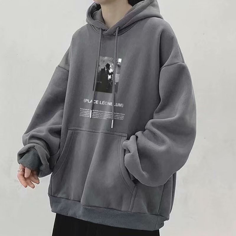美式連帽加絨加厚潮牌oversize長袖衛衣