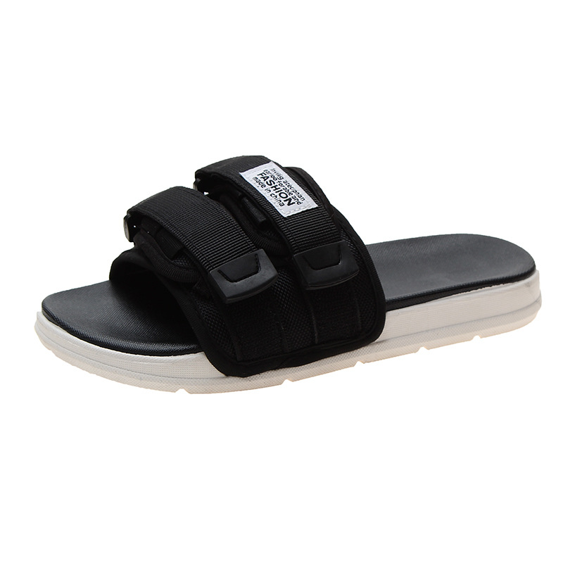 厚底夏外穿防滑情侶沙灘鞋時尚鬆糕底魔術貼拖鞋一字拖鞋靴