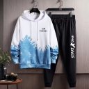 藍色樹林連帽衛衣+褲裝/兩件套