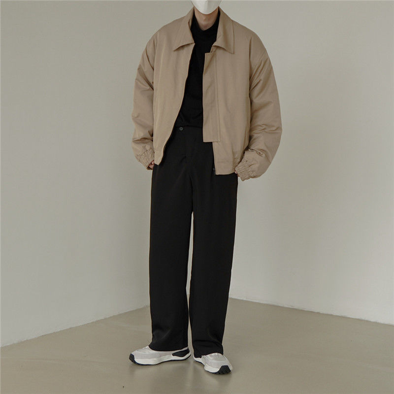 復古oversize帥氣百搭翻領休閒夾克短款外套-vivivale