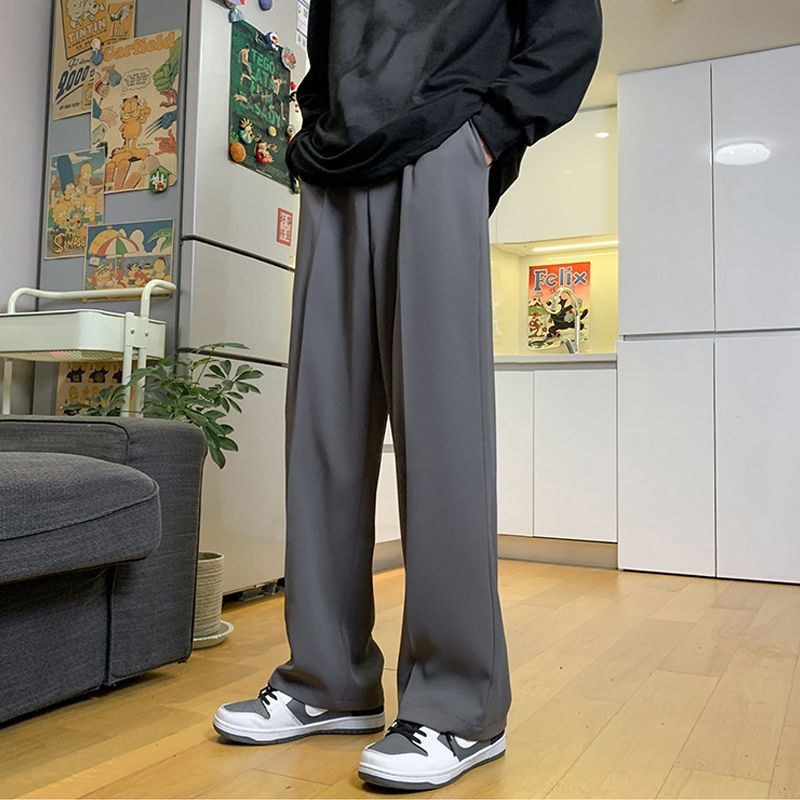 高級感垂感直筒寬松休閑闊腿百搭西裝長褲-vivivale