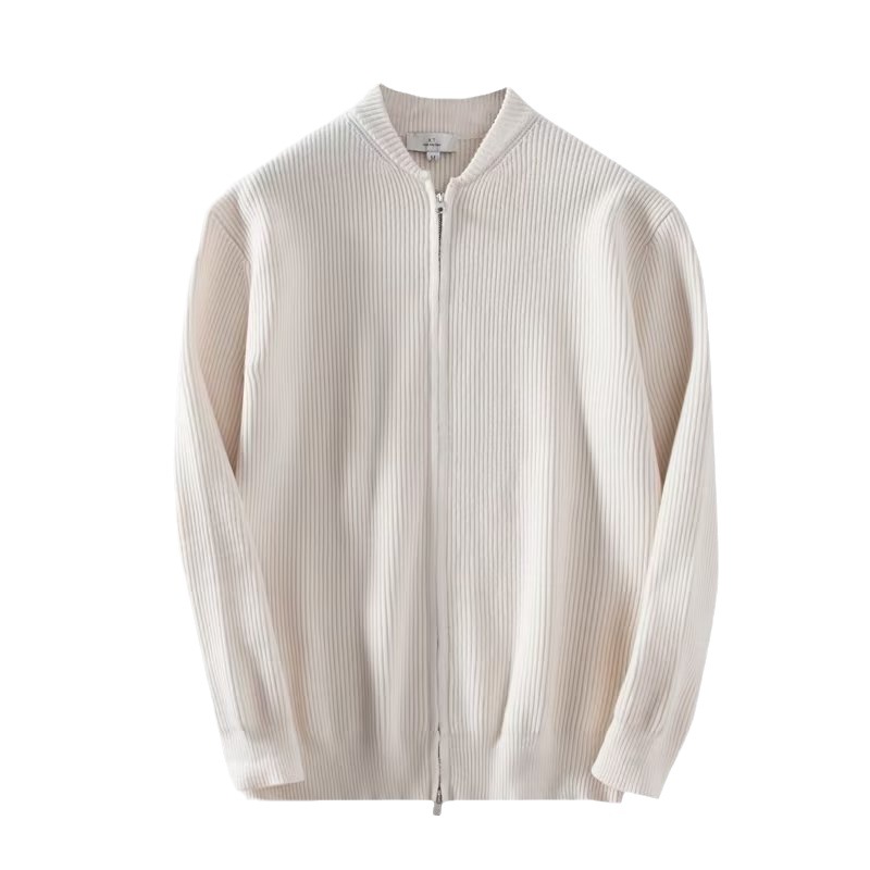 時尚素色毛衣外套休閒修身長袖針織開衫-vivivale