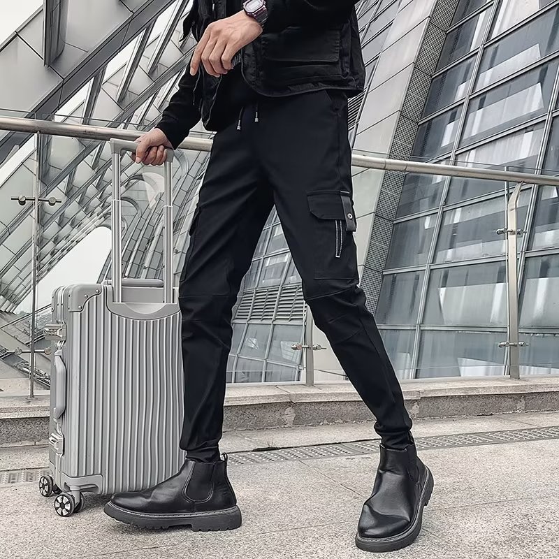 工裝痞帥韓版潮流束腳九分褲裝-vivivale