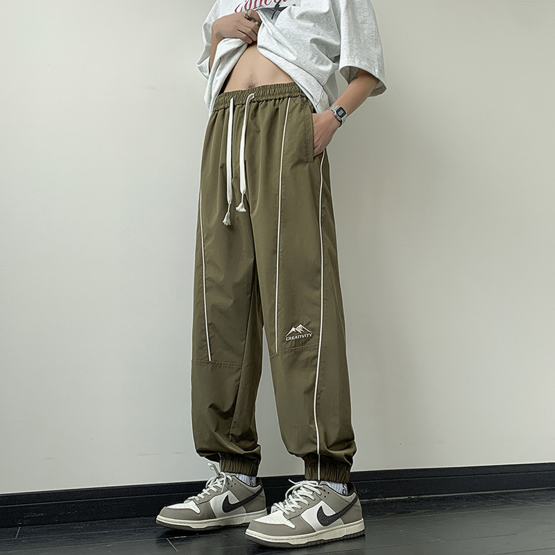 美式戶外衝鋒衛褲休閒抽繩直筒束腳傘兵褲-vivivale