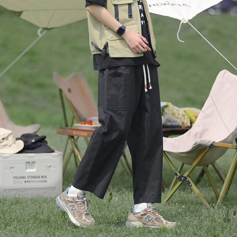 日系潮流運動復古直筒九分褲褲裝