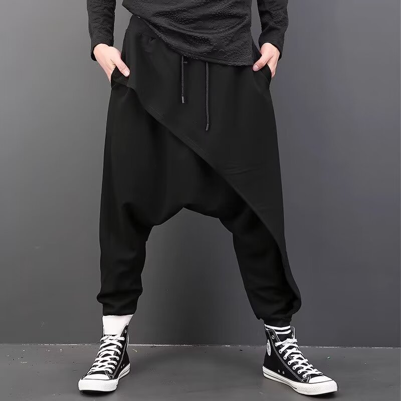 時尚休閒寬鬆大碼低吊檔垮褲顯瘦小腳哈倫褲-vivivale