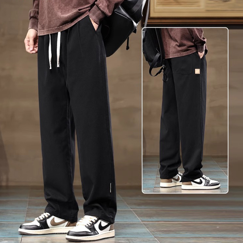 潮流工裝直筒闊腿褲系帶褲裝-vivivale