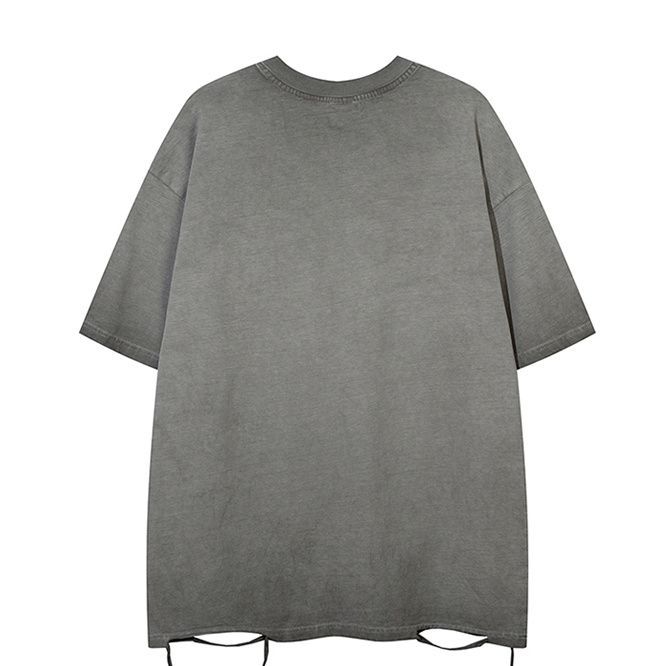 水洗破洞貓咪印花寬鬆休閒短袖-vivivale