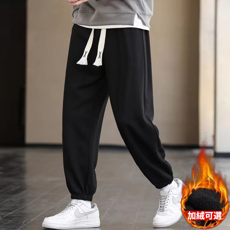 薄款/加絨美式休閒韓版寬鬆運動束腳衛褲-vivivale