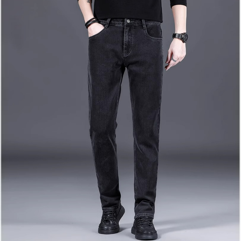 時尚潮流直筒寬鬆休閒百搭牛仔褲-vivivale